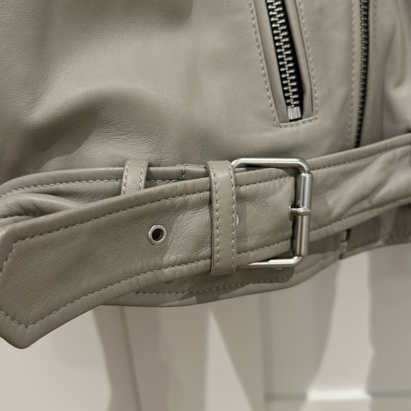 ALL SAINTS leather jacket- size 4.  Medium putty color-warm gray. - Picture 3 of 10